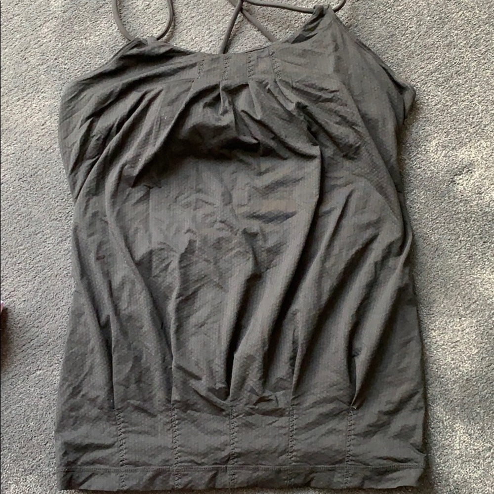 Lululemon black flowy yoga tank with built in bra